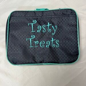 The One Lunch‎ Box Insulated  Embroidered Tasty Treats Kids School Travel Navy